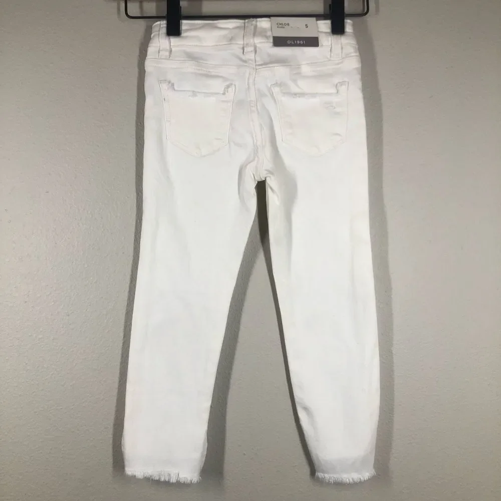 New DL1961 Chloe Ankle Skinny Jeans White Stretch Denim Little Girls Size 5